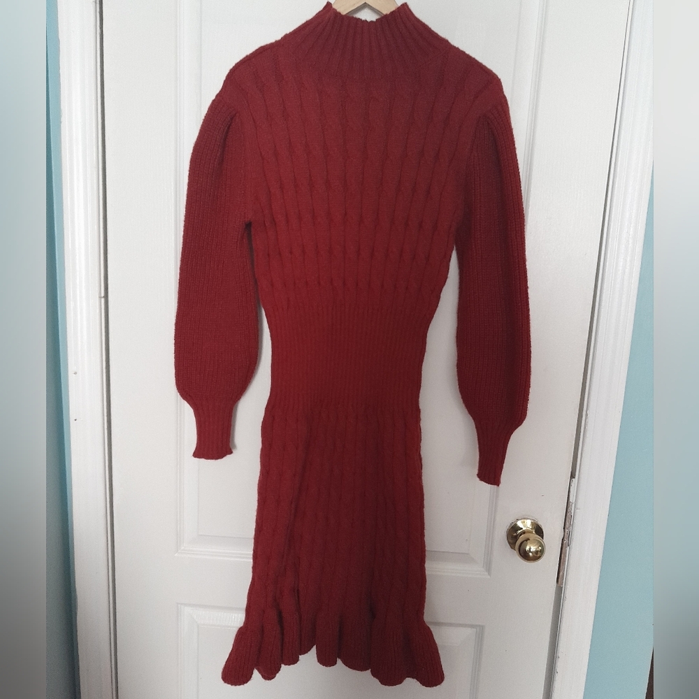 Max Studio London Elegant Red Women's Turtleneck Sweater Dress